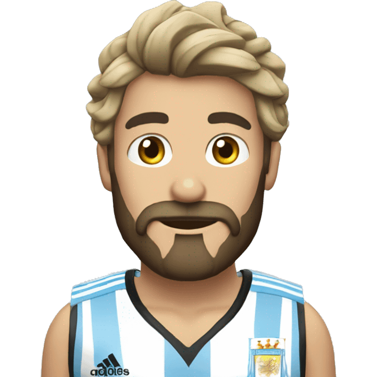 Una persona con camiseta  de argentina  con barba y una corona futbolista emoji