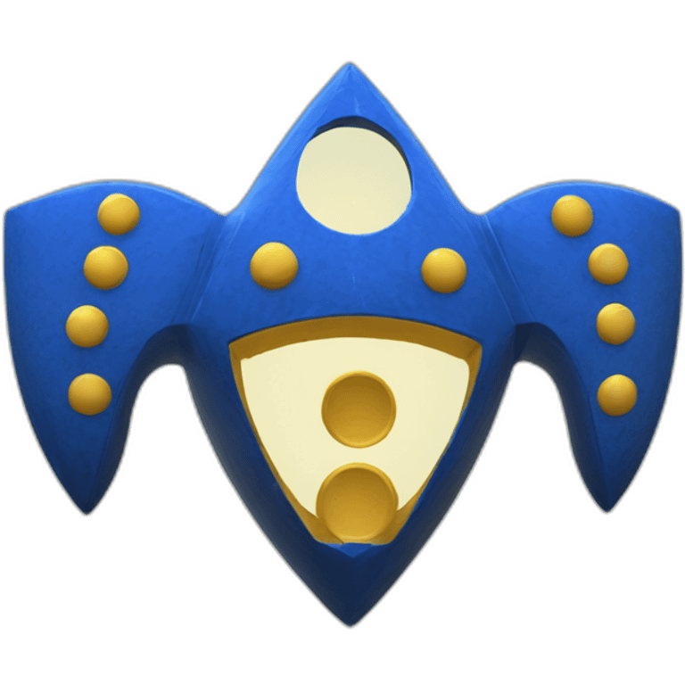 Blue Ocarina of Time with seven holes and 3 triangles near the top emoji