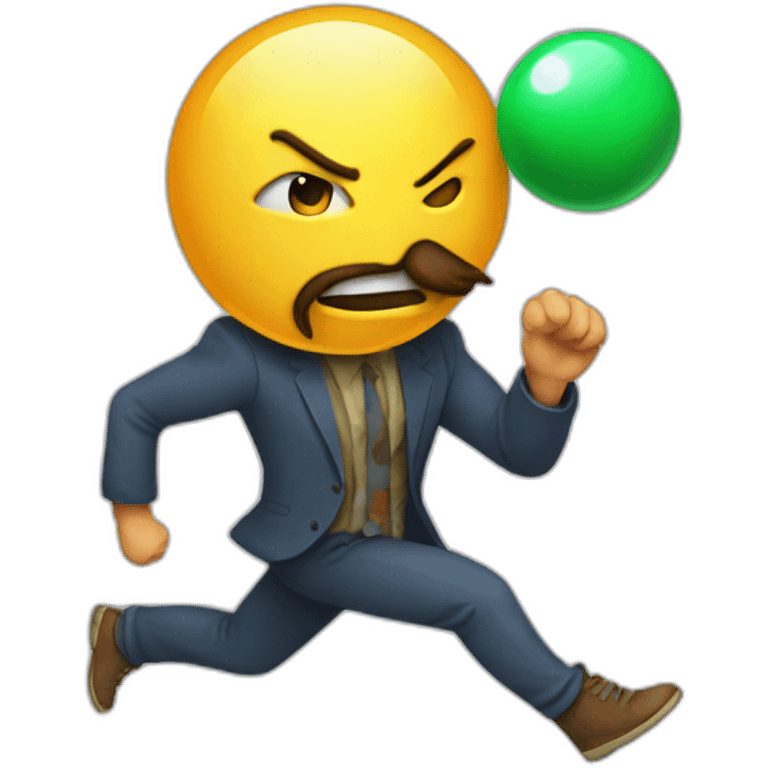 man with beard kicking virus as ball emoji