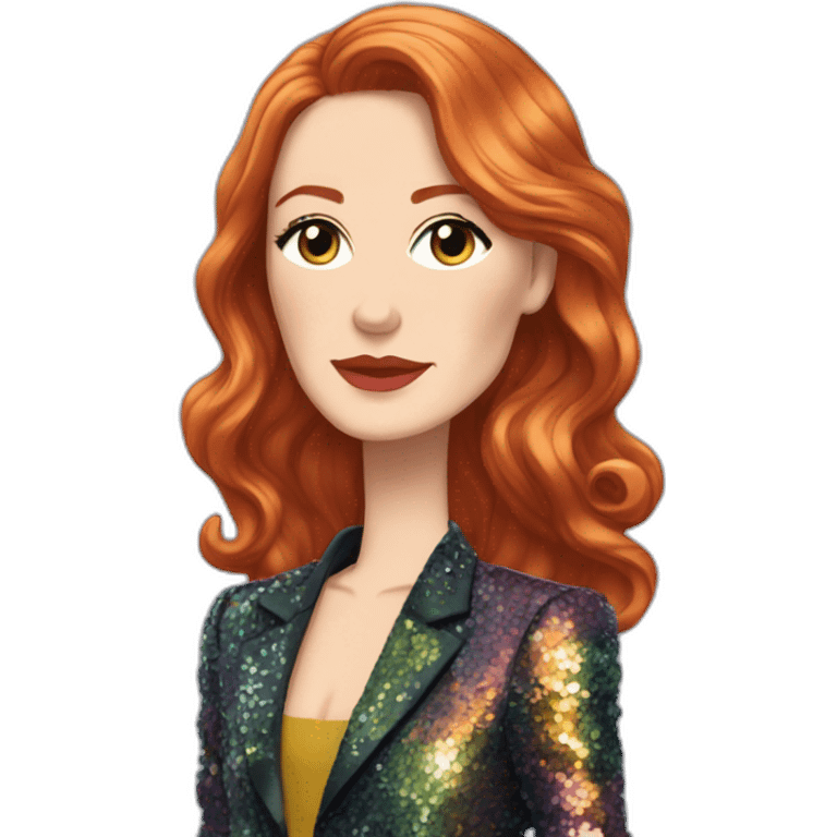 Audrey fleurot smooth long hair with multicolored sequined suit emoji