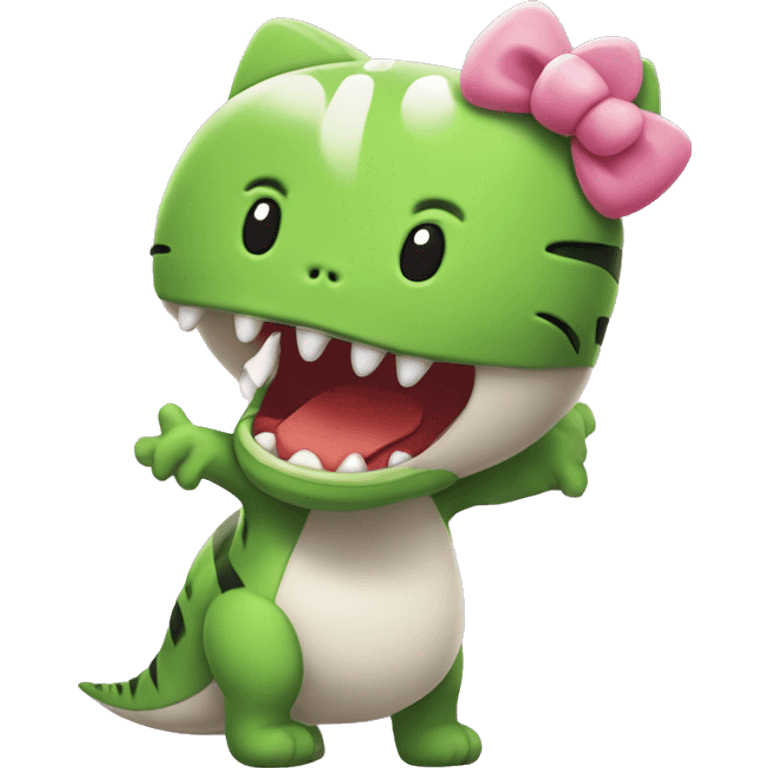 Hello kitty has a dinosaur  emoji