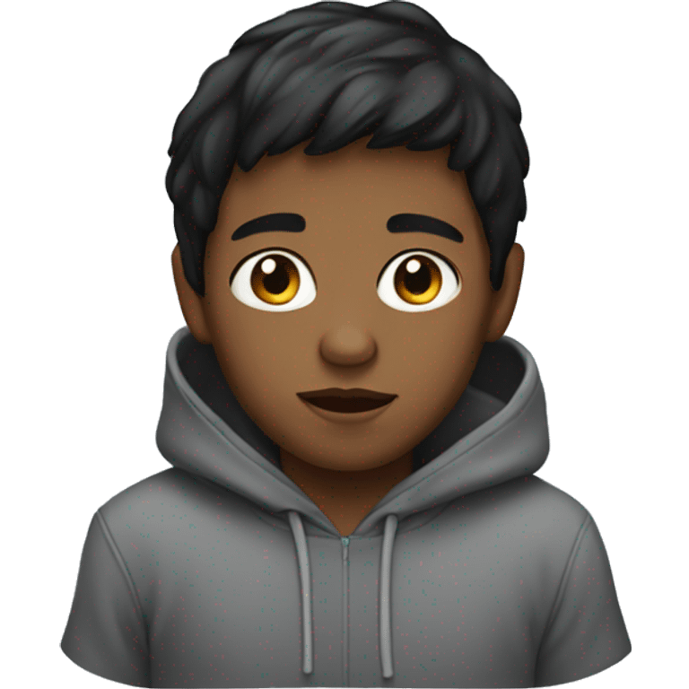 A  black-haired  little  boy  wearing  a  hoodie. emoji