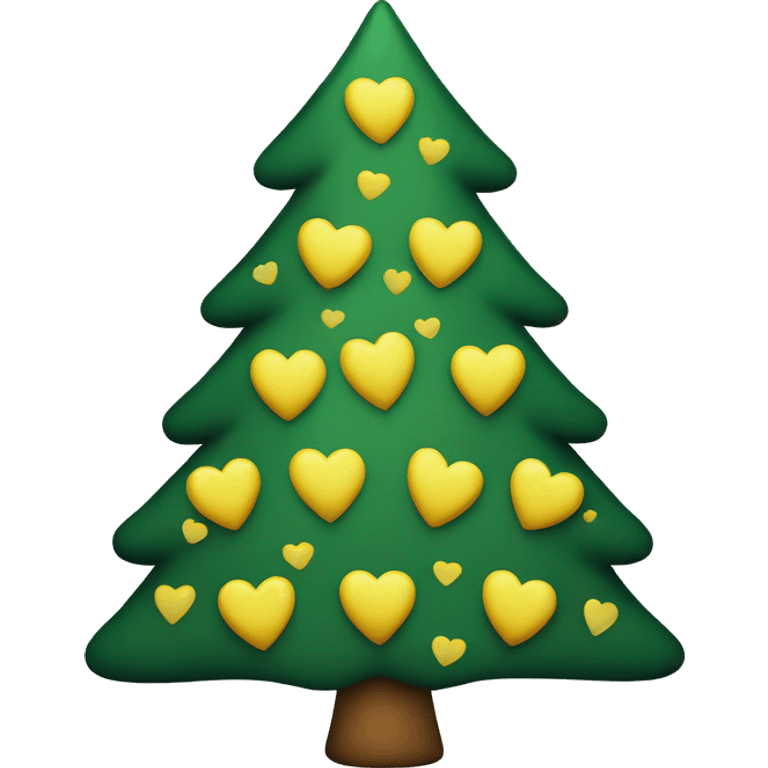 Christmas tree with yellow and blue hearts emoji