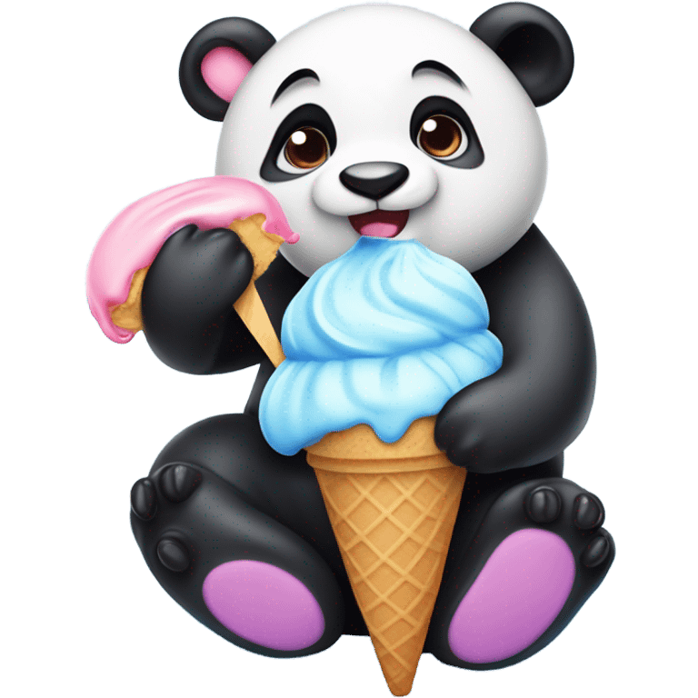 Panda eating ice cream emoji