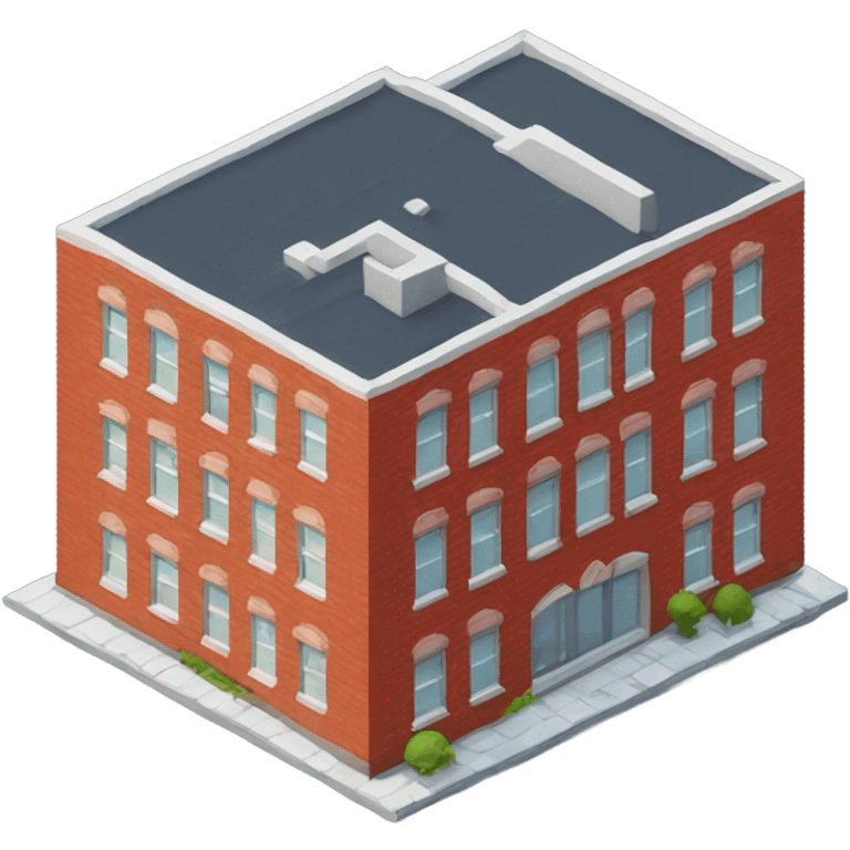 isometric red brick, modern, one level building emoji