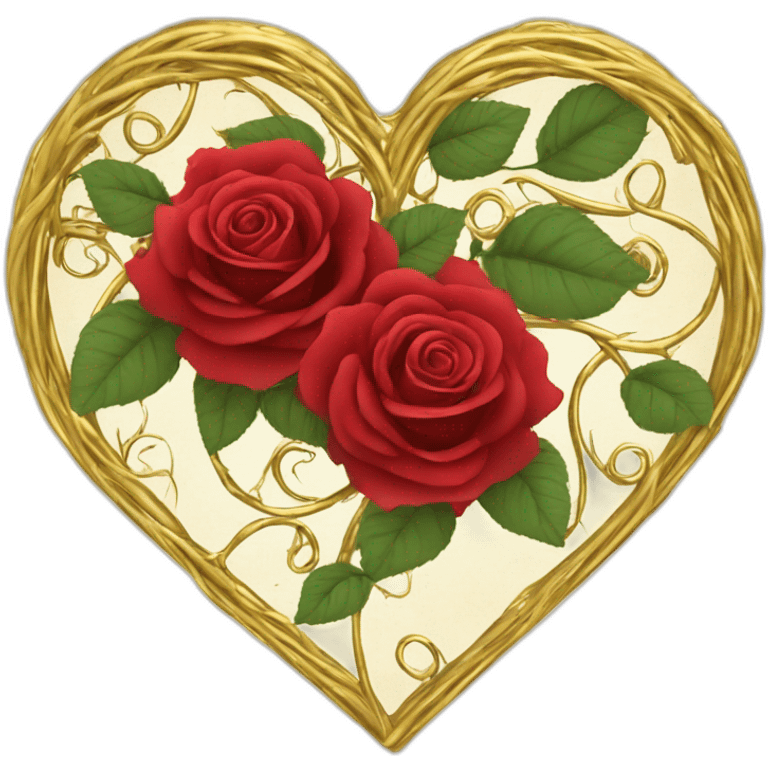 gold vine heart border with red roses goth style emoji