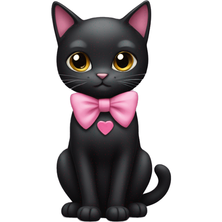 Black cat with pink bow  emoji