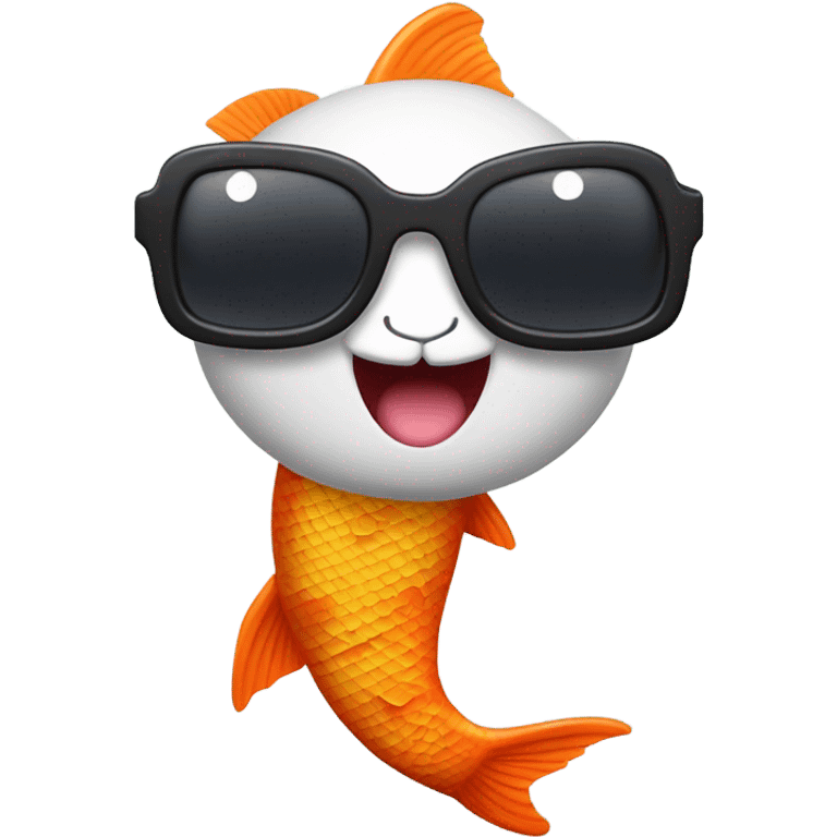 pez koi con lentes de sol sonriendo de cuerpo completo emoji