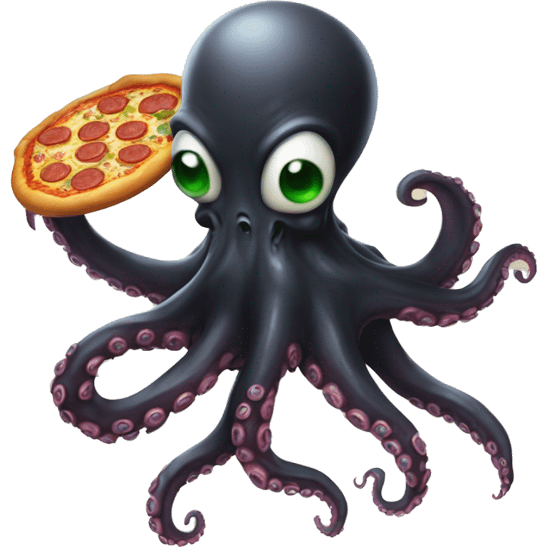 black Alien Octopus with pizza emoji