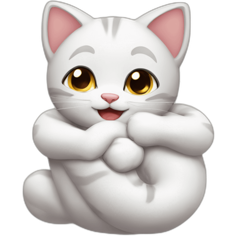 Cute cats hug emoji