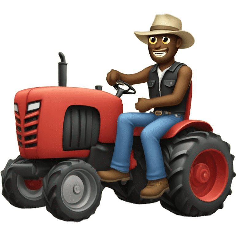 Rock and roll farmer on a tractor  emoji