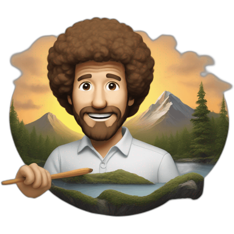 bob ross painting a picture emoji