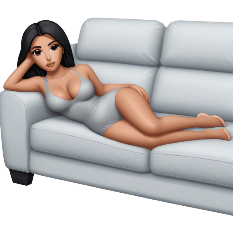 hyper-realistic kim kardashian lie on couch comfy emoji