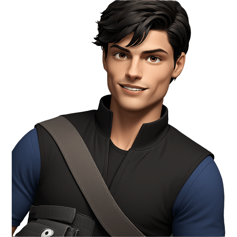 smiling boy in black vest emoji