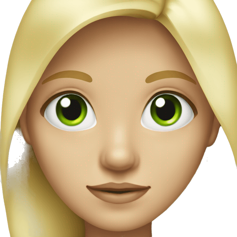 blonde girl with big green eye emoji