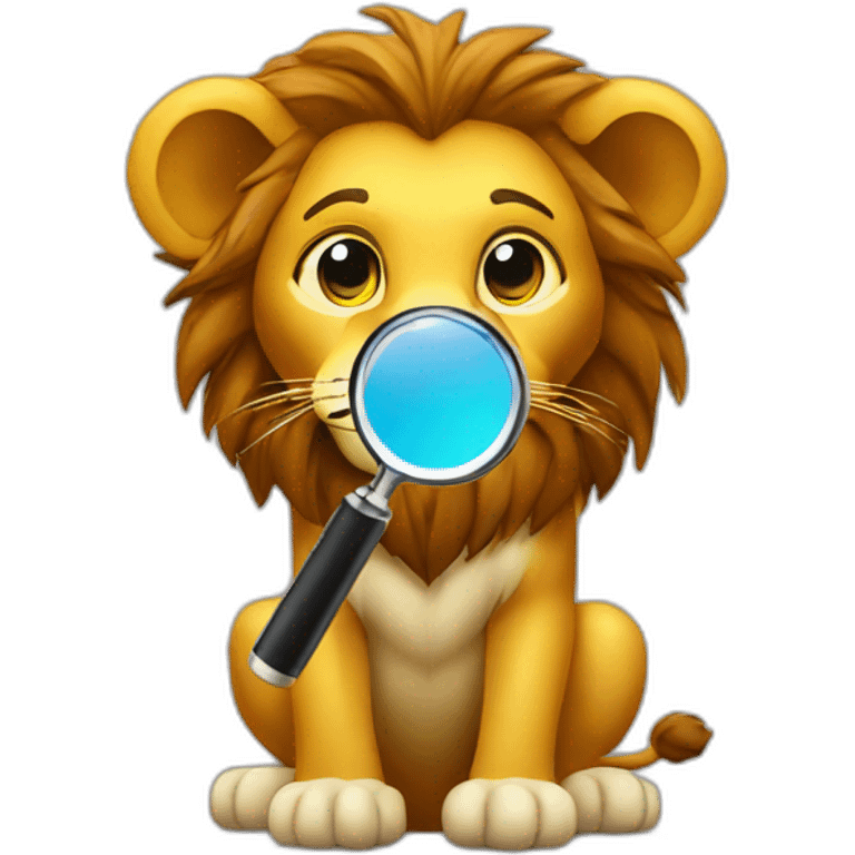 lion with a magnifier glass emoji