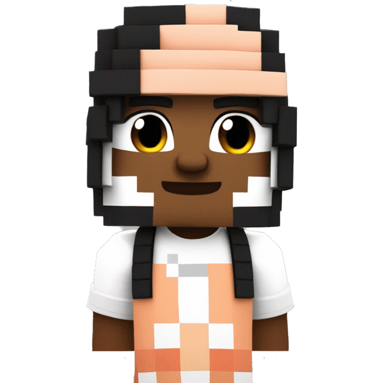 minecraft character with a bandana colour black and white, and hair as black, skin as peach emoji