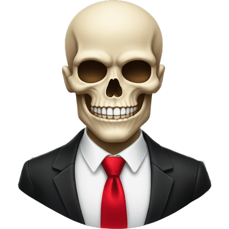 Smile Skull emoji wearing black formal wear with red tie   emoji