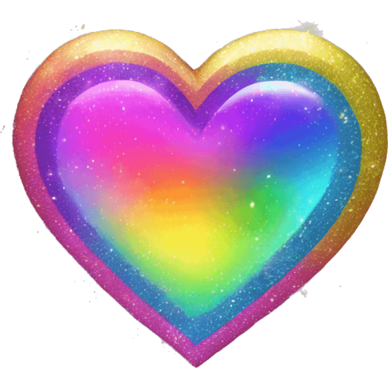 rainbow heart with sparkle, neon, bright, colorful emoji