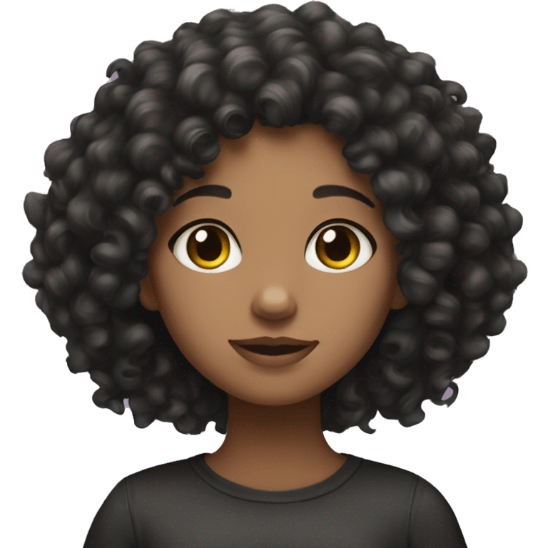 Curly hair girl with black and white cat emoji