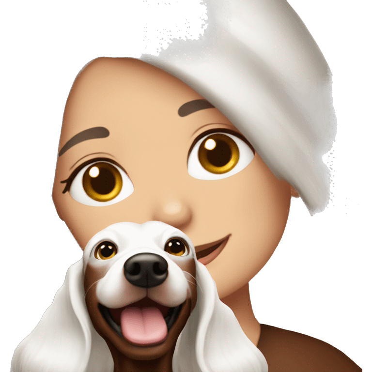 White hairs Girl with chocolatedachshund  emoji