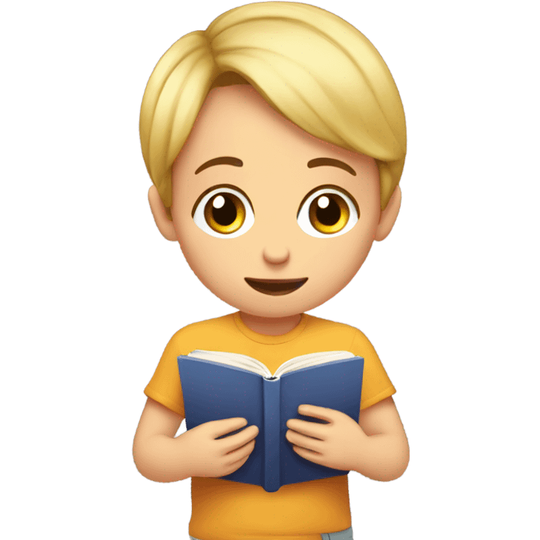 Child reading a book about butts emoji