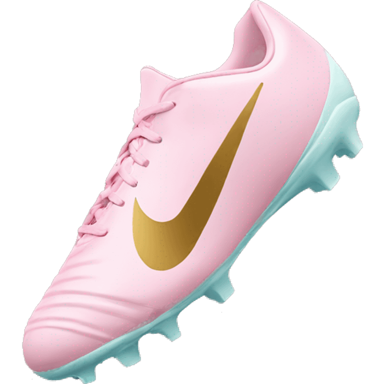 light pink football shoes with gold nike marks emoji