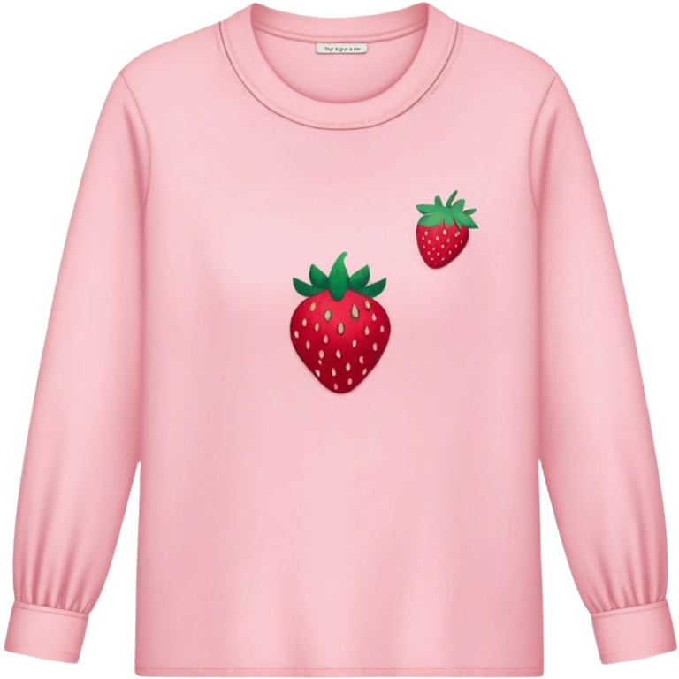 pastel pink women's shirt with a strawberry embroidered in the center emoji