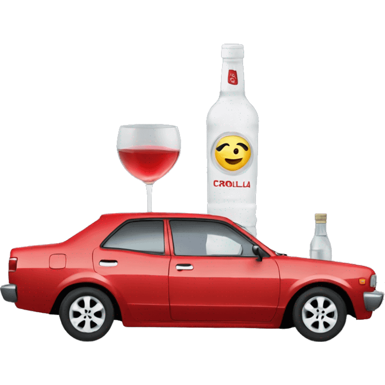 red toyota corolla and vodka emoji