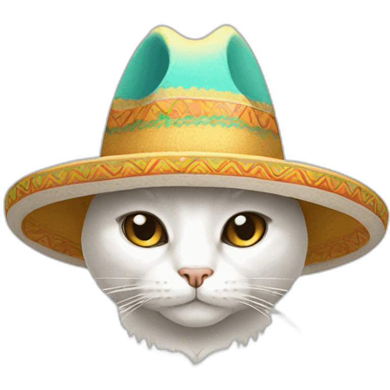 white cat with sombrero emoji