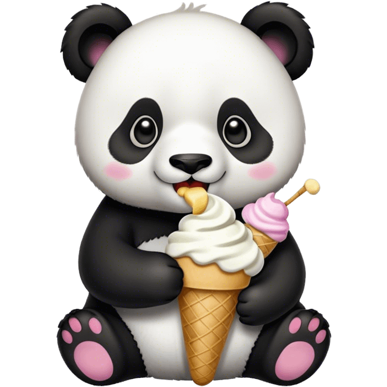 Panda eating ice cream emoji