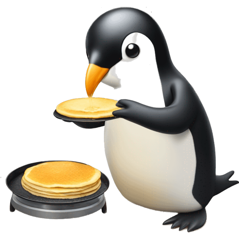 penguin making pancakes emoji