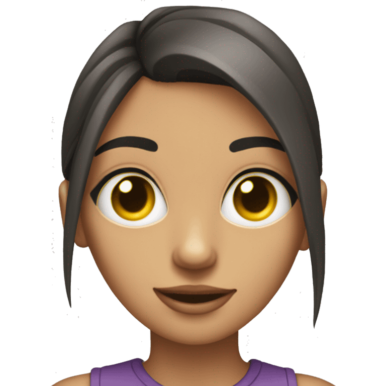 Chica ojos claros con rulos y adolescente emoji