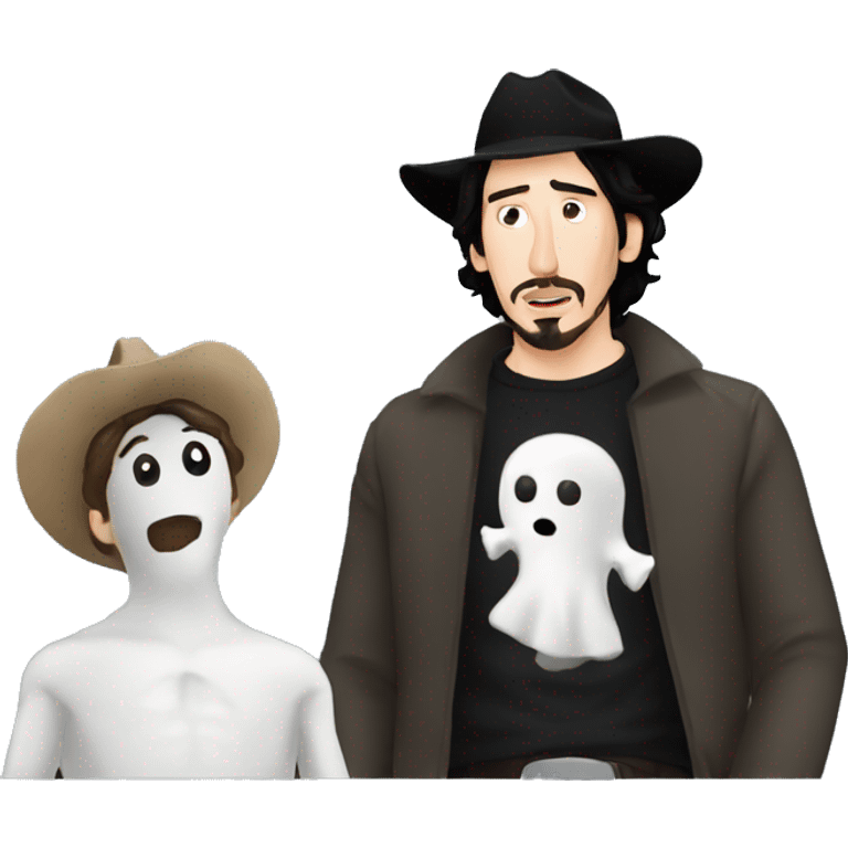 Adam driver watching a movie with Halloween ghost cowboy  emoji