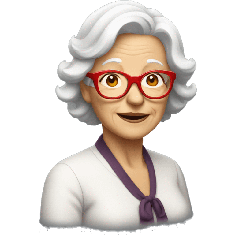 Old whitehaired woman with red glasses emoji