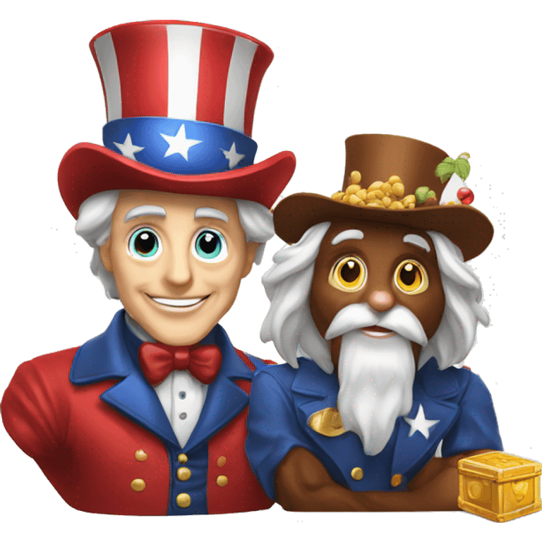 Uncle Sam and chestnut with treasures emoji