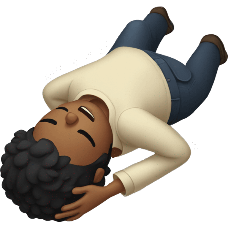 Black haired man lying unconscious on the ground emoji