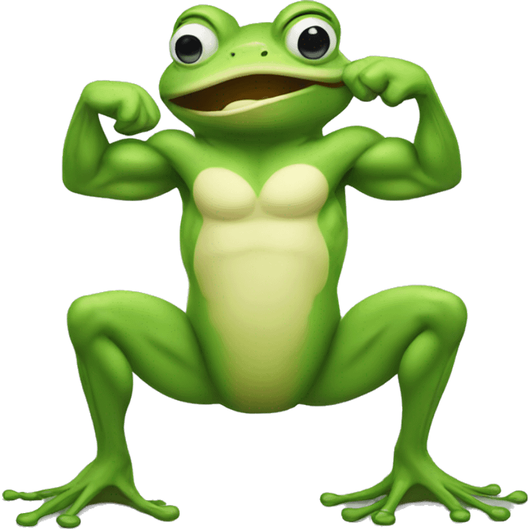 frog flexing muscle emoji