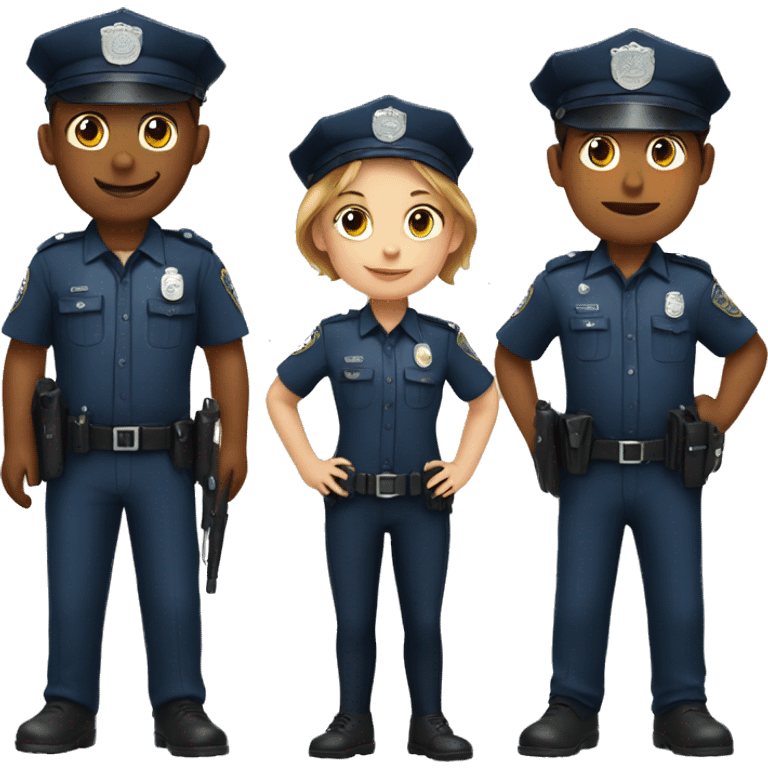 Two policeman, a girl and a boy emoji