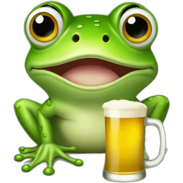 Frog with beer emoji