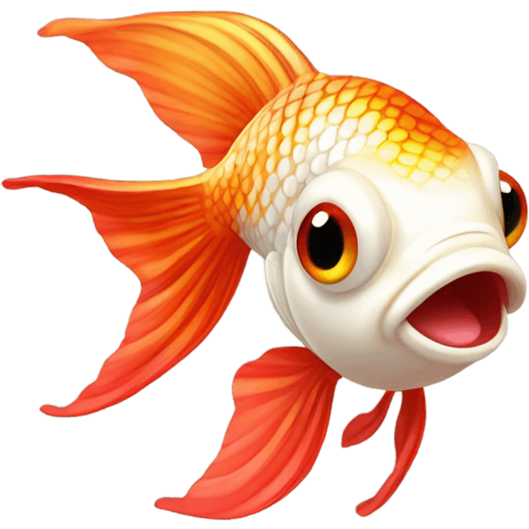 cute red and hite Goldfish emoji