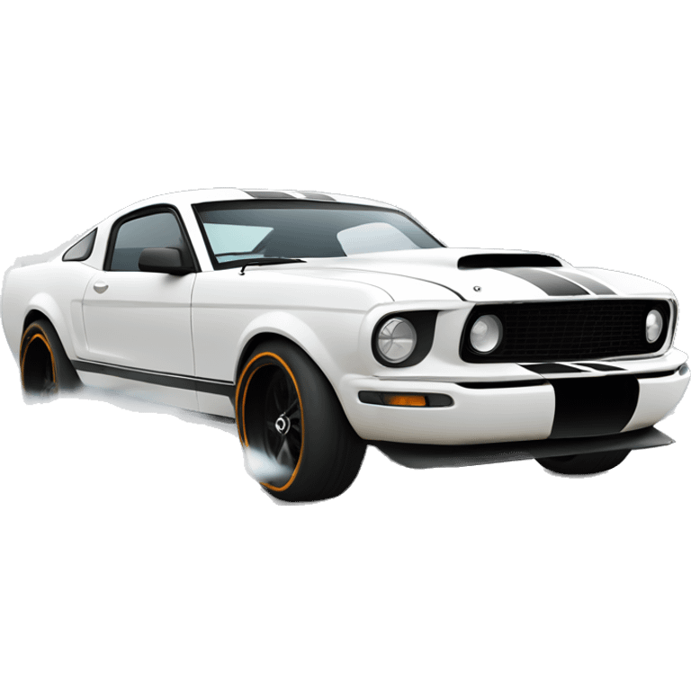 white mustang sports car emoji doing a burnout emoji