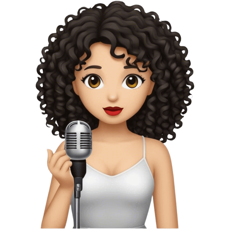 Singer curly hair black brunette girl emoji