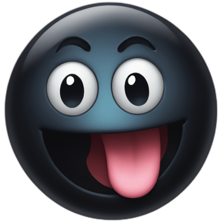 A black hole with a playful face and a tongue sticking out a smile emoji