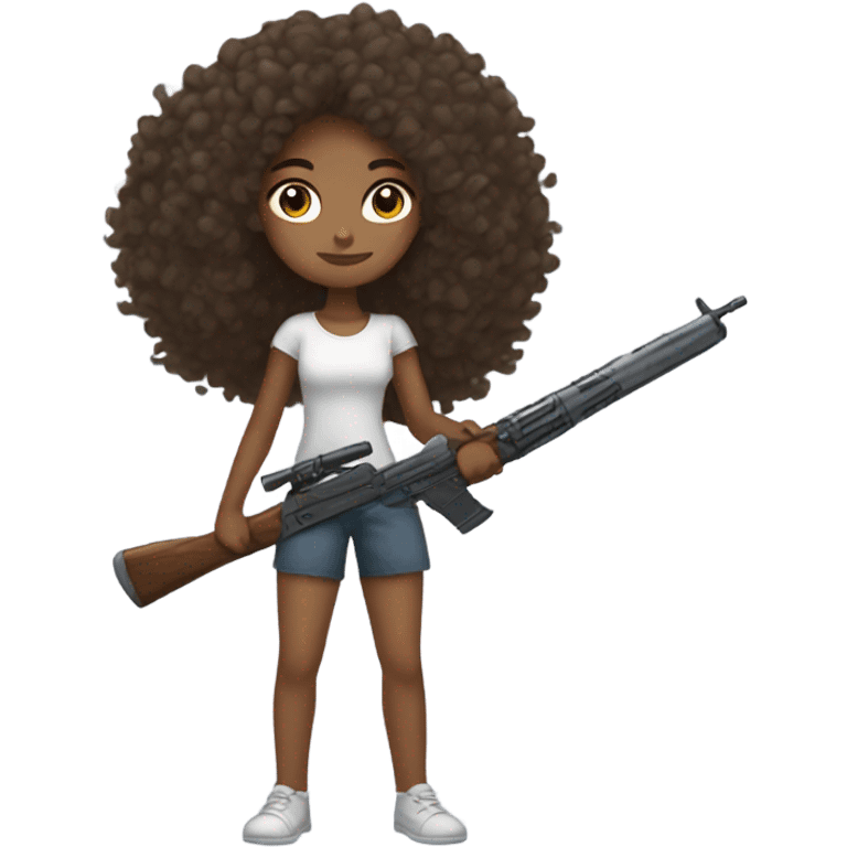 girl with curly hair with weapon emoji