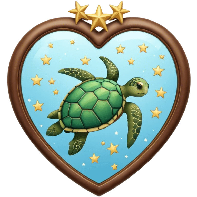 Heart shaped Mirror with turtle and stars emoji