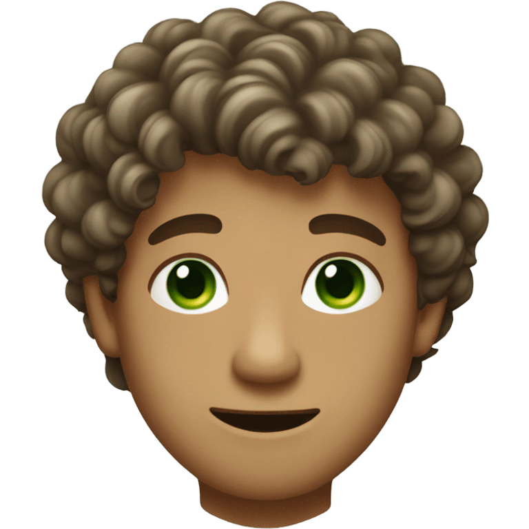 Light Tan guy with really, really curly dark hair and green eyes emoji