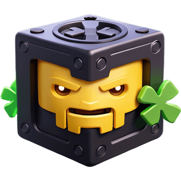 Clash of Clans aesthetic: Cinematic Playful Xbox Series X Console Portrait Emoji, rendered in a 3D vector-style similar to standard emojis with minimal shading and bold, simplified shapes. A compact, distinct form with signature details, softly glowing with a modern gaming energy charm. Simplified yet unmistakably iconic, highly detailed and consistent, glowing with a soft radiance and high shine. Stylized with a touch of next-gen innovation and a soft glowing outline, capturing the essence of a beloved gaming relic with a friendly, playful manner! emoji