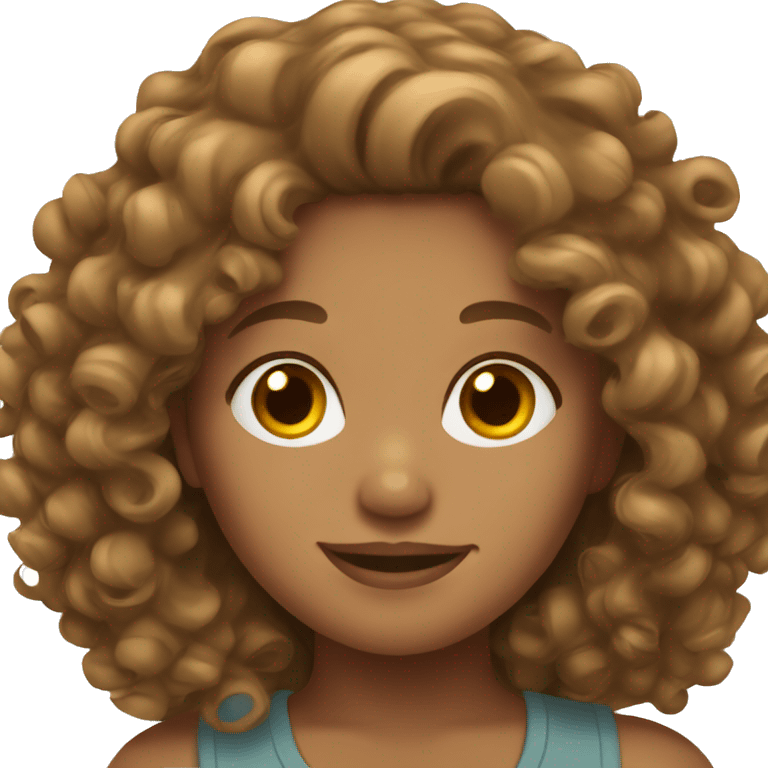 Tan girl with curly brown hair  emoji