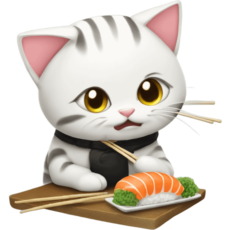 cat eating sushi emoji